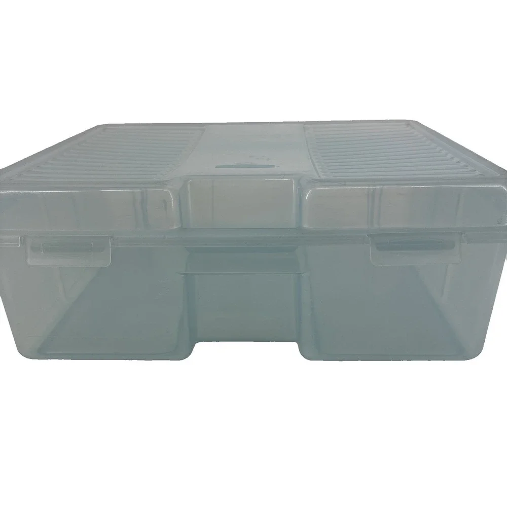 Rubbermaid Keeper Clear Blue Plastic Snap Case Hinged Storage Container 2283